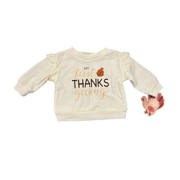 NWT Chick Pea My First Thanksgiving Fall Ruffle Shirt & Pant Set - SIZE 0-3M - Picture 2 of 6